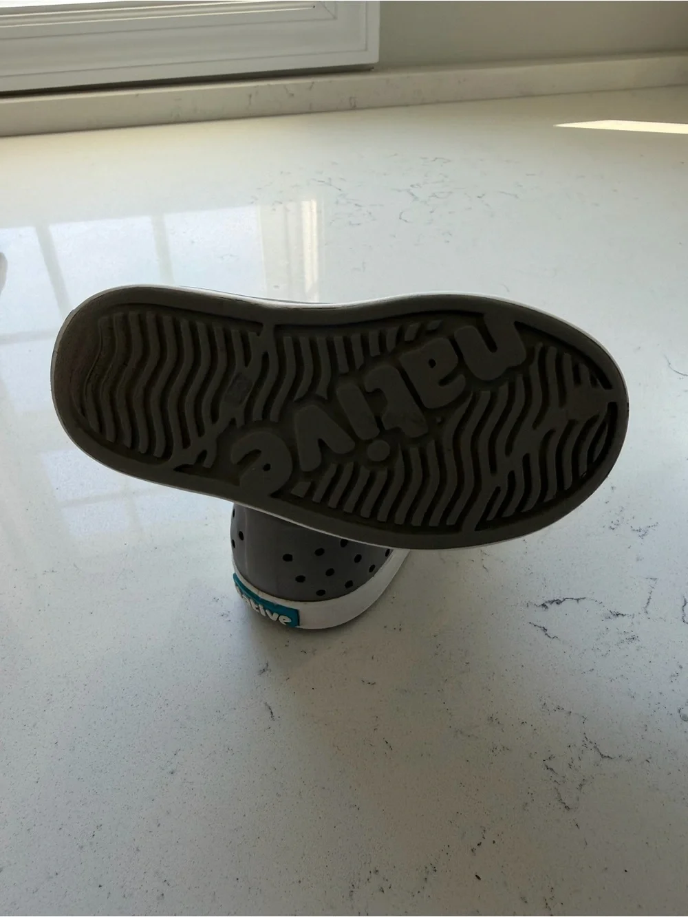 Native Slip-On Shoes in Gray with White Toe Caps